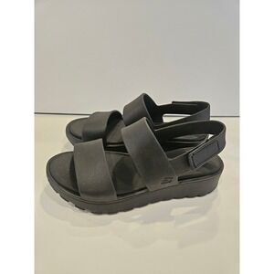 Skechers Foamies Footsteps Black Platform Slingback Sandals Womens Size 5